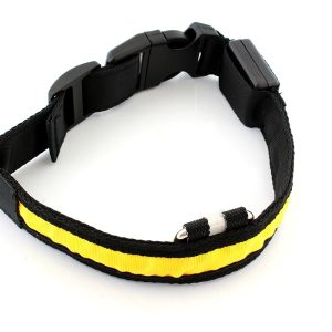 Zgarda iluminata cu LED pentru caine sau pisica, culoare Galben, AVX-AG232B